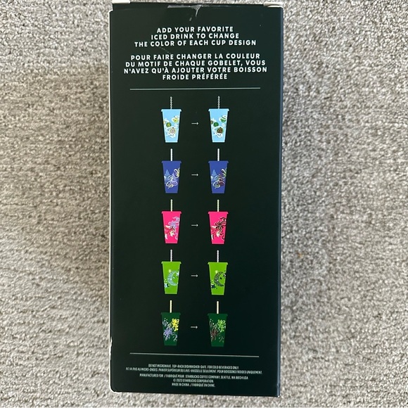 Starbucks 5-Pack Reusable Cold Cups Color Changing Tumblers Straws Lids Holiday - Picture 2 of 3
